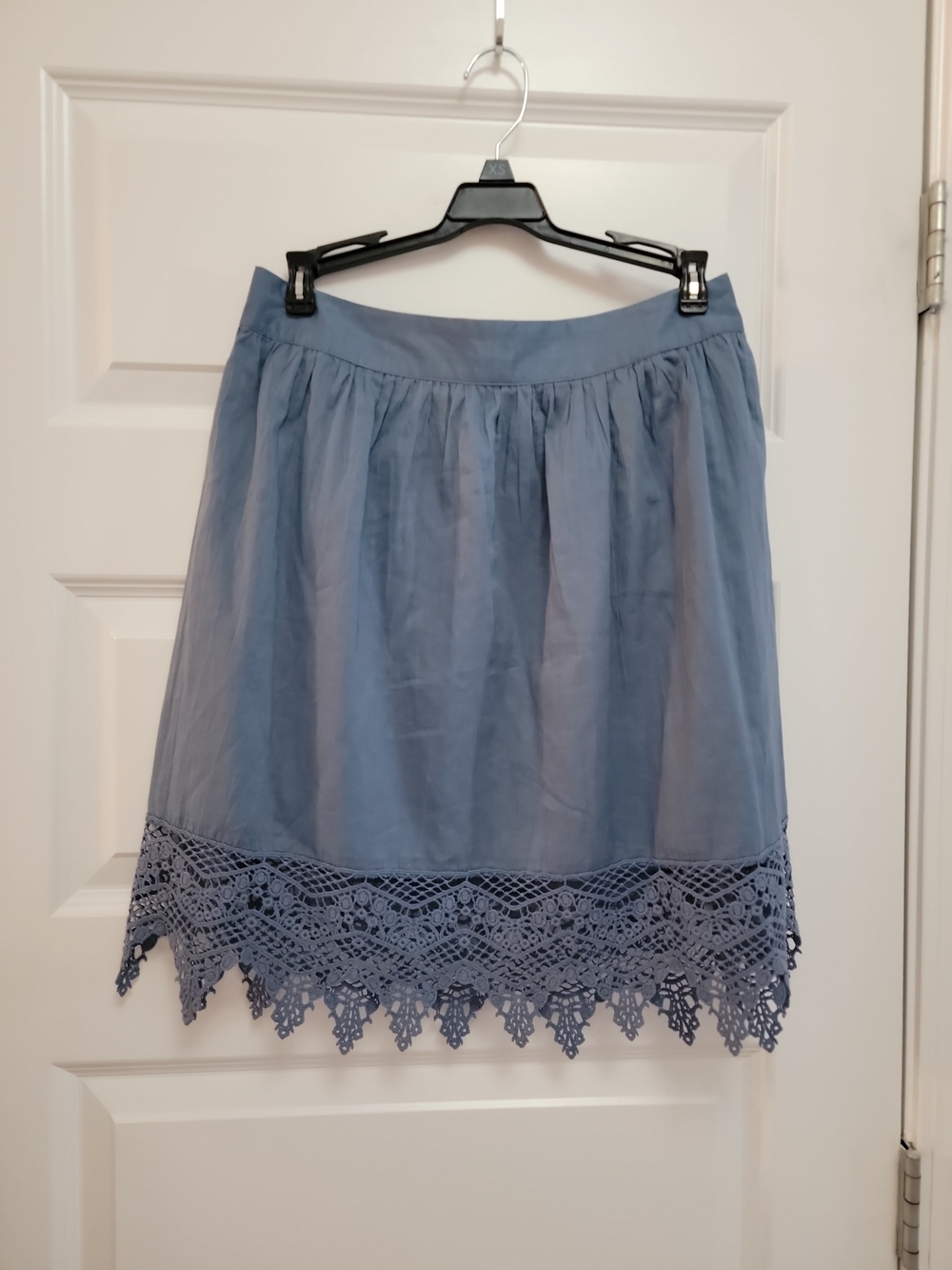 Light Blue Crochet Trim Mini Skirt